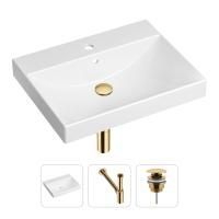 Комплект 3 в 1 Lavinia Boho Bathroom Sink 21520551: врезная фарфоровая раковина 60 см, металлический сифон, донный клапан