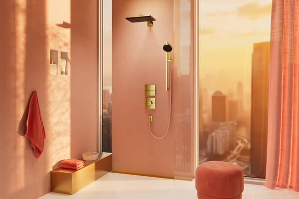 Настенная розетка с обратным клапаном Hansgrohe FixFit Fine E 28883990. полированное золото 28883990