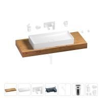 Раковина 75 см со столешницей 120 см Wellsee Pure BY Wellsee 201011725 в наборе 9 в 1: столешница, раковина, встраиваемый смеситель, сифон, выпуск, аксессуары (цвет набора матовый белый)