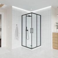 Душевой угол Veconi Evo 300 B, 1200х900x1950, черный матовый, прозрачное стекло