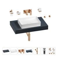 Раковина 50 см со столешницей 80 см Wellsee Pure BY Wellsee 201011104 в наборе 9 в 1: столешница, раковина, встраиваемый смеситель, сифон, выпуск, аксессуары (цвет набора розовое золото)