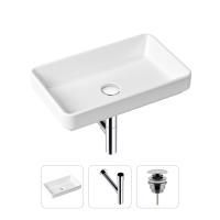 Комплект 3 в 1 Lavinia Boho Bathroom Sink 21520134: накладная фарфоровая раковина 55 см, металлический сифон, донный клапан