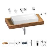 Раковина 75 см со столешницей 100 см Wellsee Pure BY Wellsee 201011606 в наборе 9 в 1: столешница, раковина, встраиваемый смеситель, сифон, выпуск, аксессуары (цвет набора хром)