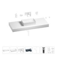 Раковина 42 см со столешницей 120 см Wellsee Pure BY Wellsee 201010960 в наборе 9 в 1: столешница, раковина, встраиваемый смеситель, сифон, выпуск, аксессуары (цвет набора матовый белый)