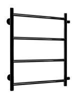 Полотенцесушитель водяной Fincopper FCEB 630х500 черный RAL 9005, 4 перекладины, боковое подключение прямое 3/4'х1/2' ГШ с чашками и эксентриками