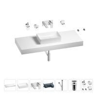 Раковина 42 см со столешницей 120 см Wellsee Pure BY Wellsee 201010956 в наборе 9 в 1: столешница, раковина, встраиваемый смеситель, сифон, выпуск, аксессуары (цвет набора хром)
