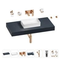 Раковина 42 см со столешницей 100 см Wellsee Pure BY Wellsee 201010824 в наборе 9 в 1: столешница, раковина, встраиваемый смеситель, сифон, выпуск, аксессуары (цвет набора розовое золото)