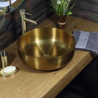 Раковина 400G Lake MELANA Profline ЗОЛОТО накладная круглая 400G, Сифон, донный клапан