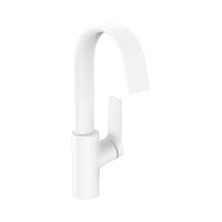 Hansgrohe Vivenis Смеситель для раковины однорычажный 210 с поворотным изливом со сливным гарнитуром белый матовый 75030700