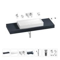 Раковина 75 см со столешницей 140 см Wellsee Pure BY Wellsee 201011821 в наборе 9 в 1: столешница, раковина, встраиваемый смеситель, сифон, выпуск, аксессуары (цвет набора хром)
