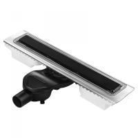 Желоб BERGES водосток напольный C1 Norma 800 нержавеющая сталь матовый черный S-сифон D50 боковой