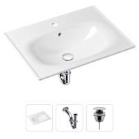 Комплект 3 в 1 Lavinia Boho Bathroom Sink 21520434: врезная фарфоровая раковина 60 см, металлический сифон, донный клапан