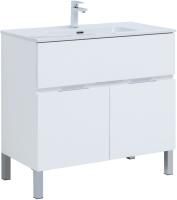 Тумба под раковину Aquanet Алвита New 90 1 ящик, 2 дверцы, белый матовый
