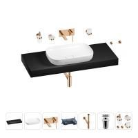 Раковина 60 см со столешницей 120 см Wellsee Croquis 201008249 в наборе 9 в 1: столешница, раковина, встраиваемый смеситель, сифон, выпуск, аксессуары (цвет набора розовое золото)