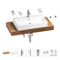 Раковина 70 см со столешницей 100 см Wellsee Graceful Pro 201012651 в наборе 10 в 1: столешница, раковина, смеситель, сифон, донный клапан, угловые вентили, аксессуары (цвет хром)