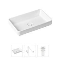 Комплект 3 в 1 Lavinia Boho Bathroom Sink 21520161: накладная фарфоровая раковина 55 см, металлический сифон, донный клапан