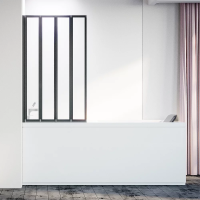 Шторка на ванну Veconi Palau PL-74BL, 1200x1500, черный, стекло прозрачное