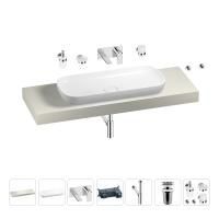 Раковина 90 см со столешницей 140 см Wellsee Croquis 201008501 в наборе 9 в 1: столешница, раковина, встраиваемый смеситель, сифон, выпуск, аксессуары (цвет набора хром)