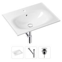 Комплект 3 в 1 Lavinia Boho Bathroom Sink 21520438: врезная фарфоровая раковина 60 см, металлический сифон, донный клапан