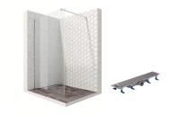 Душевая перегородка Ambassador Walk-in 15031103-ST7, свободный вход, линейный трап, 110см