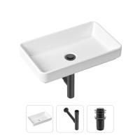 Комплект 3 в 1 Lavinia Boho Bathroom Sink 21520135: накладная фарфоровая раковина 55 см, металлический сифон, донный клапан