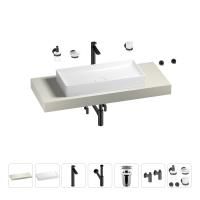 Раковина 75 см со столешницей 120 см Wellsee Pure BY Wellsee 201011672 в наборе 10 в 1: столешница, раковина, высокий смеситель, сифон, выпуск, кран-вентили, аксессуары (цвет матовый черный)