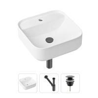 Комплект 3 в 1 Lavinia Boho Bathroom Sink 21520278: накладная фарфоровая раковина 42 см, металлический сифон, донный клапан