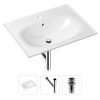Комплект 3 в 1 Lavinia Boho Bathroom Sink 21520457: врезная фарфоровая раковина 60 см, металлический сифон, донный клапан