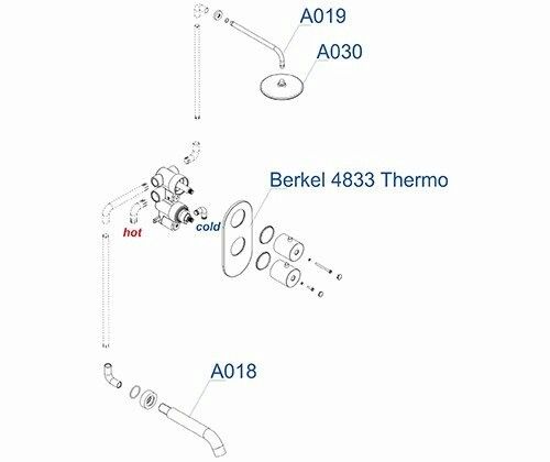 A15030 Thermo Встраиваемый комплект для ванны WasserKRAFT с изливом и верхней душевой насадкой