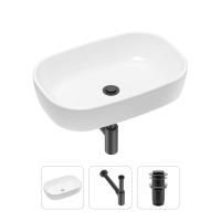 Комплект 3 в 1 Lavinia Boho Bathroom Sink 21520007: накладная фарфоровая раковина 54 см, металлический сифон, донный клапан