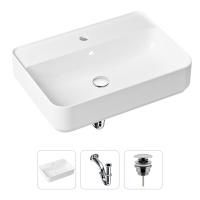 Комплект 3 в 1 Lavinia Boho Bathroom Sink 21520326: накладная фарфоровая раковина 60 см, металлический сифон, донный клапан
