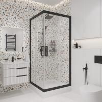 Душевой уголок STWORKI Дублин 90x90 см профиль черный матовый, прозрачное стекло, квадратный