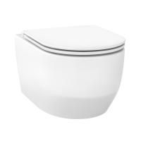 Безободковый подвесной унитаз в наборе 2 в 1: чаша подвесного унитаза, быстросъемное сиденье микролифт, цвет глянцевый белый Wellsee Croquis 182611001