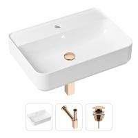 Комплект 3 в 1 Lavinia Boho Bathroom Sink 21520346: накладная фарфоровая раковина 60 см, металлический сифон, донный клапан
