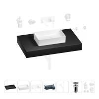 Раковина 42 см со столешницей 80 см Wellsee Pure BY Wellsee 201010800 в наборе 9 в 1: столешница, раковина, встраиваемый смеситель, сифон, выпуск, аксессуары (цвет набора матовый белый)