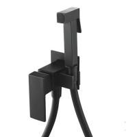 Встраиваемый однорычажный смеситель с гигиенической лейкой SHEVANIK S127H черный, латунь