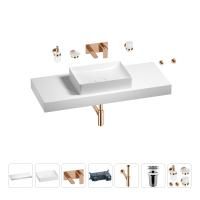Раковина 50 см со столешницей 120 см Wellsee Pure BY Wellsee 201011404 в наборе 9 в 1: столешница, раковина, встраиваемый смеситель, сифон, выпуск, аксессуары (цвет набора розовое золото)
