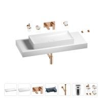 Раковина 75 см со столешницей 120 см Wellsee Pure BY Wellsee 201011764 в наборе 9 в 1: столешница, раковина, встраиваемый смеситель, сифон, выпуск, аксессуары (цвет набора розовое золото)