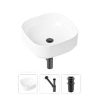 Комплект 3 в 1 Lavinia Boho Bathroom Sink 21520223: накладная фарфоровая раковина 40 см, металлический сифон, донный клапан
