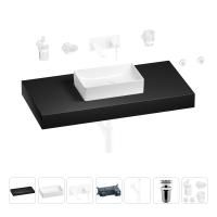Раковина 42 см со столешницей 100 см Wellsee Pure BY Wellsee 201010890 в наборе 9 в 1: столешница, раковина, встраиваемый смеситель, сифон, выпуск, аксессуары (цвет набора матовый белый)