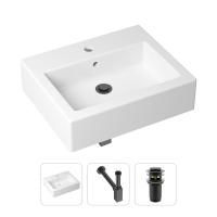 Комплект 3 в 1 Lavinia Boho Bathroom Sink 21520666: накладная фарфоровая раковина 50.5 см, металлический сифон, донный клапан