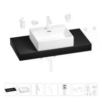 Раковина 50 см со столешницей 100 см Wellsee Graceful Pro 201012510 в наборе 10 в 1: столешница, раковина, смеситель, сифон, донный клапан, угловые вентили, аксессуары (цвет матовый белый)