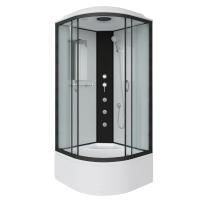 Душ.каб. NG-6709-14G (1000х1000х2150) высокий поддон(45см) стекло ПРОЗРАЧНОЕ черные профиля 4 места