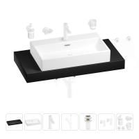 Раковина 70 см со столешницей 100 см Wellsee Graceful Pro 201012690 в наборе 10 в 1: столешница, раковина, смеситель, сифон, донный клапан, угловые вентили, аксессуары (цвет матовый белый)