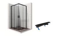 Душевой уголок Ambassador Queen Black 11011203-ST11, квадратный, линейный трап, 90х90