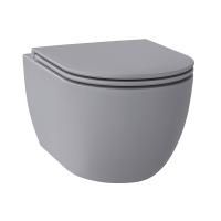 Безободковый подвесной унитаз в наборе 2 в 1: чаша подвесного унитаза, быстросъемное сиденье микролифт, цвет матовый серый Wellsee Chalice Perfection 182610001