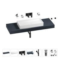 Раковина 75 см со столешницей 140 см Wellsee Pure BY Wellsee 201011822 в наборе 9 в 1: столешница, раковина, встраиваемый смеситель, сифон, выпуск, аксессуары (цвет набора матовый черный)