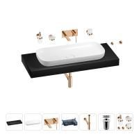 Раковина 90 см со столешницей 120 см Wellsee Croquis 201008489 в наборе 9 в 1: столешница, раковина, встраиваемый смеситель, сифон, выпуск, аксессуары (цвет набора розовое золото)