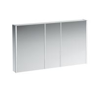 Зеркало Frame 25 130х75 см, зеркальные бокые стенки, 3 двойные зеркальные дверцы, с розеткой eu, с сенсорным переключателем, с подсветкой 4.0875.4.900.144.1