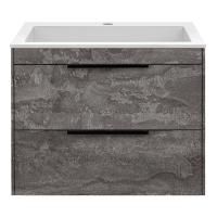 Тумба Vincea Chiara 2D 600 подвесная, 2 выкатных ящика soft-close, G.Stone с умывальником VCB-13600W из искусственного камня, цвет белый